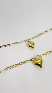 MJ Jewellery 375/9K Gold Paper Clip Bracelet with Love T132 (L Size)
