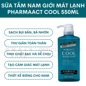 Pharmact Cool Menthol Body Soap 550ml - Soothing Cooling Scent for Men Paraben-Free