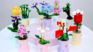 Flowers Set Building Blocks Toys Tulips Rose Sunflower Succulent Plant Pot DIY Childrens Building Block Christmas Gift