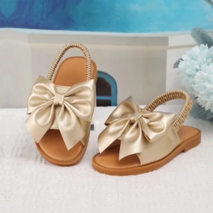 Sendal Anak Perempuan Model Pita Usia 3 - 5 Tahun Warna Gold