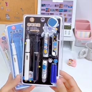 Set 2 bút máy bút mực xóa được 2 ngòi nét thanh nét đậm kèm ống dặm ngòi - VPP Thiên Ái TA044