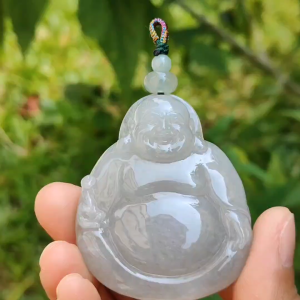Rare Old Collection Natural Type A Jadeite Jade Pendant Necklace crafted as Milo Buddha with certificate weigh 56.32 grams measurement 54.2 * 45.6 * 12.8 mm (pendant181)