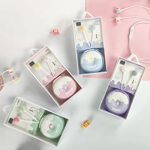 [KIKI-435] Set Earphone DONAT SANRIO / Headset Karakter SANRIO Bentuk DONUT / Wadah Earphone Donat Karakter Kuromi My Melody Cinnamonroll Hello Kitty