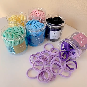 OFM-C1109 Set Ikat Rambut Wanita Dewasa Anak Isi 50pcs Free Box Bahan Karet Elastis / Kunciran Donat