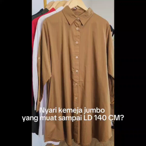 Kemeja Jumbo Wanita Ld 140 Cm Model Polos Bahan Katun Poplin