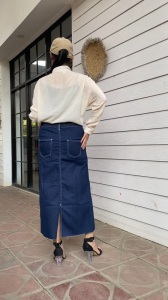 Rok Jeans Span 7/9 Haighwaist Unfinish Cutting Midi Korean Style Yuki 2024