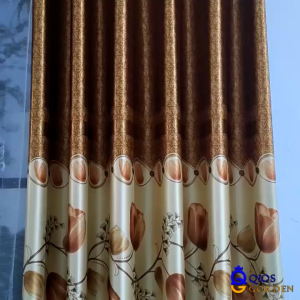 Gorden Pintu Dan Jendela Kamar Mewah Bahan Blackout Import Motif Bunga Tulip Model Smokering