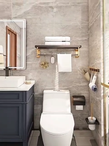 MEIDOO Bathroom Rack Shelf Aluminum Toilet Rack Black Gold Towel Rack Drill-free Wall Mounted Bathroom Accessories