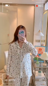 Bộ Đồ Bầu Và Sau Sinh Dài Tay AZ40 Chất Liệu Cotton Co Giãn Có Khe Mở Cho Con Bú