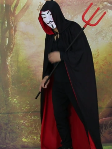 Kostum Halloween Cosplay Jubah Vampire Plus Hoodie Hitam Merah Bolak Balik