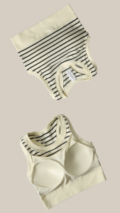 Yokar Crop Top เสื้อกล้ามสั้น ลายขวาง มีบราในตัว ไม่ต้องใส่บรา ไม่ต้องติดซิลโคน สะดวกสบายขึ้น