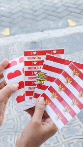 (1 Lembar isi 10 pcs) Stiker Pipi Bendera Indonesia Merah Putih / Love Indonesia / Garuda