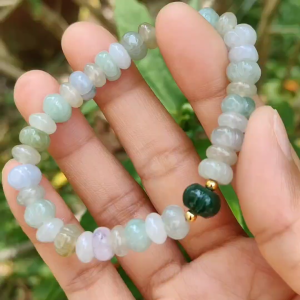 Multi Colors Natural Type A Jadeite Jade 35 beads crafted with shape of Pumpkin around 8.2 mm 9.3mm(Big) certificate included weigh 20.37 grams (bracelet15)