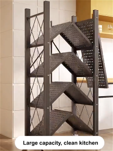 3/4/5 Layer Foldable Kitchen Rack: A Compact & Installation-Free Solution