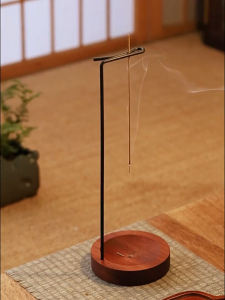 Hanging Incense Burner Incense Stick Holder Metal Stand Wooden Base Decoration Censer Insenso Stick