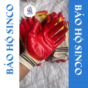Bao tay lao động bao tay vải phủ cao su 2 lớp vàng đỏ Bảo Hộ Sinco co giãn Freesize bảo vệ đôi tay mỗi ngày.