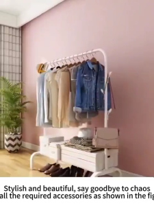 Double/Single Pole Strong Steel Structure Laundry Rack Cloth Clothes Rack Hanger Penyangkut Baju Rak Baju