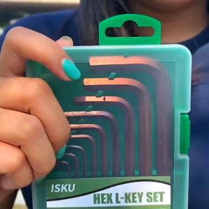 ISKU Kunci L Set Panjang 9 PCS Kunci L Set 1.5 - 10 MMBahan S2 Tidak berkarat Kunci L Set panjang