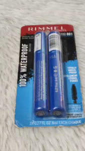 Rimmel London 100% Waterproof Long-lasting Fast-drying Mascara 001 Black Black 8mL Each (Value Pack)