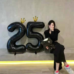 SHUAIAN Balon Foil Angka Besar 32 inch Warna Hitam Number Foil Balloon Large Black Jumbo