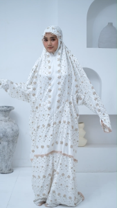 VINCOLLECTION86 - Mukena Terusan Dewasa Sutra Milo Aisya Bordir Mewah