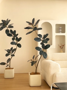 Artificial Rubber Tree Large Fake Banyan Tree Potted Plant Home Living Room Office Mall Floor Decoration