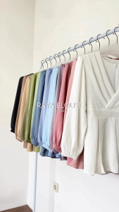 Raya Top atasan kemeja blouse wanita polos crinckle korean style by siori