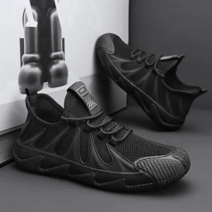 Elastic Flying Fabric Shoes For Men Mesh Breathable Soft Sole Fitness Walking Shoes Daily Casual Sneakers