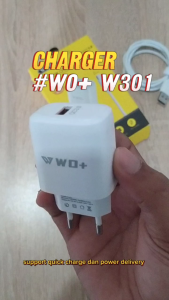 Adapter Charger 18W + Kabel Data WO+ W301 Quick Charge Fast Charging Micro Type C