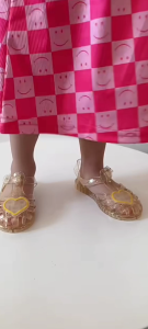 MOO RABBIT สีลูกอมรองเท้าแตะคริสตัล สาวฤดูร้อนรองเท้าแตะรองเท้า รองเท้าเด็ก Love Crystal Sandals องเท้าเจ้าหญิง