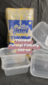 [1 PAK ISI 25 PCS] Thinwall PERSEGI PANJANG 200ml + tutup / wadah plastik box dessert kontainer 200 ml Kotak Makanan Microwave Friendly - Lazada