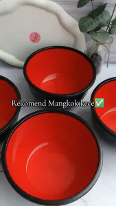 Calista Mangkuk Ramen 12PCS Size M Plastik Melamin Hitam Merah Mangkok Plastik Wadah Makan Serbaguna