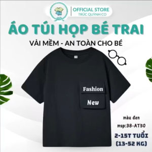 Áo Thun Cotton Thoáng Mát Túi Trước In Chữ - Trúc Quỳnh Co Thời Trang Giá Rẻ bé 12kg đến 52kg