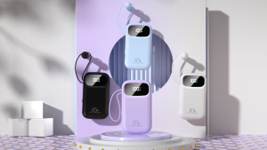 KANGZOG Mini power bank Fast Charging Built-in 3 Cables Digital Display 10000mah Portable External Battery Pack 25000mah