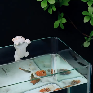 แมวเรซิ่นเกาะตู้ปลา โหลปลา อ่าง อุปกรณ์ตกแต่ง Fish ขนาดประมาณ 5.5-7.5cm