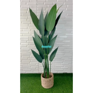 Pohon Artificial Tanaman Hias Heliconia Pisangan T150 Cover Pot Eceng Gondok Dekorasi Ruang Tamu