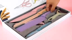 Set Pisau Dapur 6 in 1 Bahan Stainless Steel PREMIUM / Bright Crown Kitchen Knife Set Stainless Steel