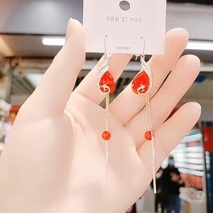 [Có video] Bông tai nữ kiểu đính đá phượng hoàng dáng dài đính đá trang trí bất đối xứng sang trọng thanh lịch phù hợp đi tiệc đi đám phong cách thời thượng chất liệu hợp kim BSTKD - [NaLa Shop]