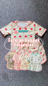 ByKiddos - Setelan Celana Pendek Lengan Pendek Anak-anak Pakaian Rumah Motif Bunga Kecil dan Kartun Musim Panas