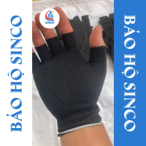 Bao tay hở đầu ngón bao tay vải thun cotton mỏng màu đen Bảo Hộ Sinco ôm sát mềm mại. làm việc chơi thể thao.