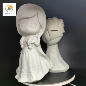 [Fast Dispatch] 17 - 29 cm Piggy Banks Featuring DIY Graffiti of Princess Girls. Festival Souvenirs Gifts for Home and Desk. Durable Vinyl for Kids and DIY Enthusiasts. [White Piggy Bank + 12 - color Paint Set]