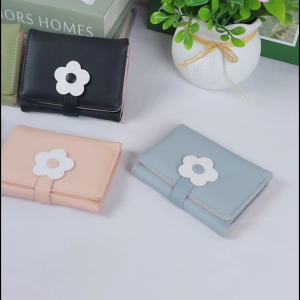 Sampai7an D75 / Dompet Mini Wanita Kasual Simple Motif Bunga Daisy Aesthetic Woman Wallet Kekinian Bahan PU Lembut  Serbaguna Termurah / COD