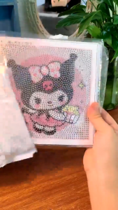🔥 Sanrio Diamond Painting Kuromi 18cmX18cm Carton Photo Frame Set DIY Student Children Sticky Gift