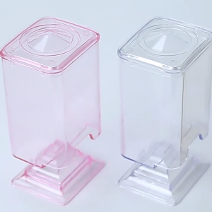 กล่องใส่สำลี กล่องเก็บสำลี สีใสอะคริลิคแบบมีฝาปิด - 4 รายการ