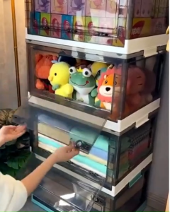 SaveMall penyimpanan baju pakaian besar organizer box transparan Lipat kotak penyimpanan baju besar organizer plastic Large Box
