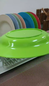 6 PCS . ROUND PLATE (WHEAT STRAW MATERIAL) SOUP PLATE / REUSABLE DINNER PLATE