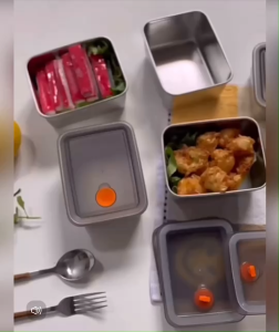 กล่อง+ฝาสูญญากาศ สแตนเลสแท้ ฝาพลาสติก สูญญากาศ เข้าเตาอบ ตั้งเตาไฟฟ้าได้