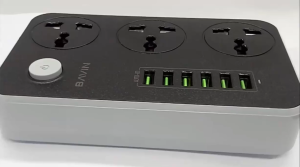 UNI BAVIN SC3604 Universal Charger HUB w/ 3 Power Socket & 6 USB Port Fast Charging Station