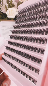 FINESND 200Bundles Individual DIy Eyelashe Extension Set With Glue 30d Mink Eyelashs Volume 30D Cluster Faux Eyelashes