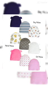 Kupluk bayi 3in1 Baby Leon Katun/topi bayi lucu/topi newborn/topi bayi baru lahir